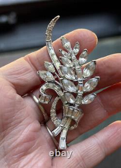 Vintage Crown Trifari Alfred Philippe Crystal Rhinestone Flower Spray Pin Brooch
