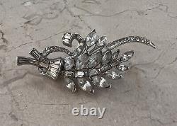 Vintage Crown Trifari Alfred Philippe Crystal Rhinestone Flower Spray Pin Brooch