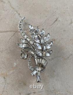 Vintage Crown Trifari Alfred Philippe Crystal Rhinestone Flower Spray Pin Brooch