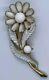 Vintage Crown Trifari Alfred Philippe Daisy Brooch White Milk Glass Enamel