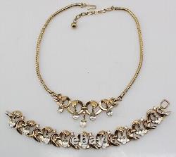 Vintage Crown Trifari Alfred Philippe Dangle Crystals Necklace Bracelet Set
