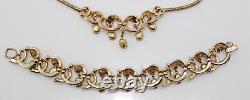 Vintage Crown Trifari Alfred Philippe Dangle Crystals Necklace Bracelet Set