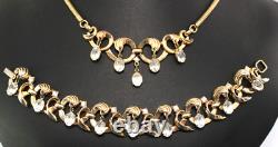 Vintage Crown Trifari Alfred Philippe Dangle Crystals Necklace Bracelet Set