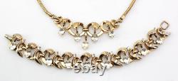 Vintage Crown Trifari Alfred Philippe Dangle Crystals Necklace Bracelet Set