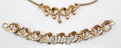 Vintage Crown Trifari Alfred Philippe Dangle Crystals Necklace Bracelet Set