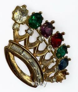 Vintage Crown Trifari Alfred Philippe Dearest Brooch Pin Coronation 1940's READ