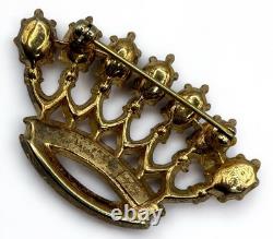 Vintage Crown Trifari Alfred Philippe Dearest Brooch Pin Coronation 1940's READ