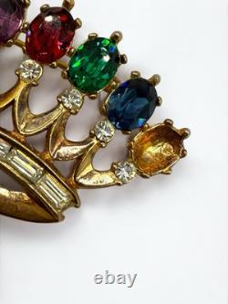 Vintage Crown Trifari Alfred Philippe Dearest Brooch Pin Coronation 1940's READ