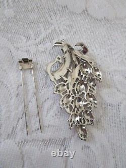 Vintage Crown Trifari Alfred Philippe Enamel Crystals Floral Pin Clip Pink AS IS