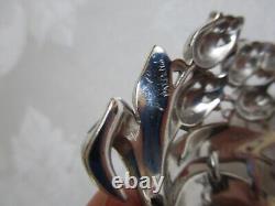 Vintage Crown Trifari Alfred Philippe Enamel Crystals Floral Pin Clip Pink AS IS