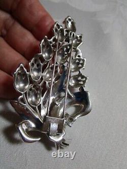 Vintage Crown Trifari Alfred Philippe Enamel Crystals Floral Pin Clip Pink AS IS