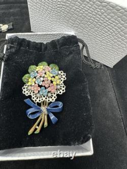 Vintage Crown Trifari Alfred Philippe Floral Bow Rhinestone Enamel Fur Clip 1941