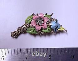 Vintage Crown Trifari Alfred Philippe Flower Bouquet Fur Clip Pin Brooch Y3