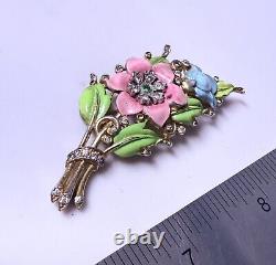Vintage Crown Trifari Alfred Philippe Flower Bouquet Fur Clip Pin Brooch Y3