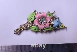 Vintage Crown Trifari Alfred Philippe Flower Bouquet Fur Clip Pin Brooch Y3