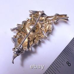 Vintage Crown Trifari Alfred Philippe Flower Bouquet Fur Clip Pin Brooch Y3