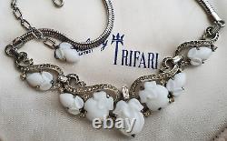 Vintage Crown Trifari Alfred Philippe Fruit Salad Rhodium Plate Rare Necklace