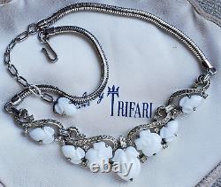 Vintage Crown Trifari Alfred Philippe Fruit Salad Rhodium Plate Rare Necklace