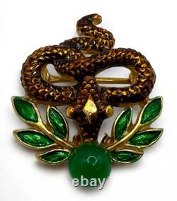 Vintage Crown Trifari Alfred Philippe Garden Of Eden Snake Enamel Brooch Pin