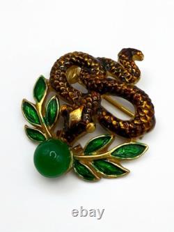 Vintage Crown Trifari Alfred Philippe Garden Of Eden Snake Enamel Brooch Pin