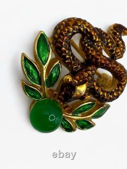 Vintage Crown Trifari Alfred Philippe Garden Of Eden Snake Enamel Brooch Pin