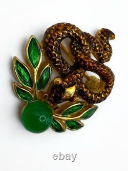 Vintage Crown Trifari Alfred Philippe Garden Of Eden Snake Enamel Brooch Pin