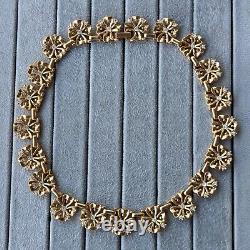 Vintage Crown Trifari Alfred Philippe Gold Rhinestone Clover Link Necklace 1940s