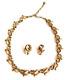 Vintage Crown Trifari Alfred Philippe Gold Tone Necklace Clip On Earrings Set