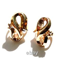 Vintage Crown Trifari Alfred Philippe Gold Tone Necklace Clip On Earrings Set