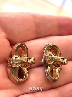 Vintage Crown Trifari Alfred Philippe Gold Tone Necklace Clip On Earrings Set