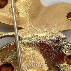 Vintage Crown Trifari Alfred Philippe Gold Tone Red Rhinestone Butterfly Pin