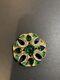 Vintage Crown Trifari Alfred Philippe Green Cabochon Rhinestone Brooch Beautiful