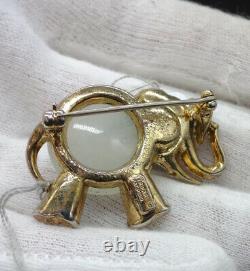 Vintage Crown Trifari Alfred Philippe Jelly Belly Elephant Brooch Pin WOW