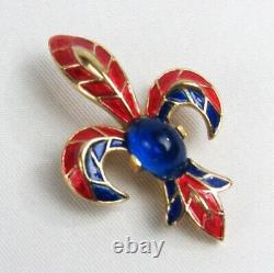 Vintage Crown Trifari Alfred Philippe Jelly Belly Enamel Fleur De Lis Brooch Pin