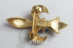 Vintage Crown Trifari Alfred Philippe Jelly Belly Enamel Fleur De Lis Brooch Pin