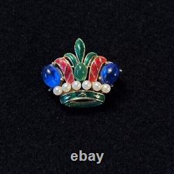 Vintage Crown Trifari Alfred Philippe Jelly Belly L'Orient Enamel Crown Brooch