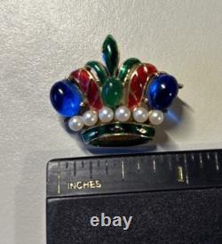 Vintage Crown Trifari Alfred Philippe Jelly Belly L'Orient Enamel Crown Brooch