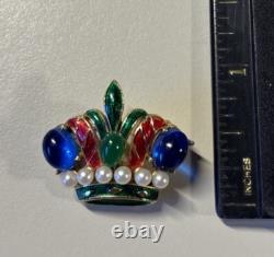 Vintage Crown Trifari Alfred Philippe Jelly Belly L'Orient Enamel Crown Brooch