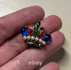 Vintage Crown Trifari Alfred Philippe Jelly Belly L'Orient Enamel Crown Brooch
