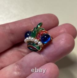 Vintage Crown Trifari Alfred Philippe Jelly Belly L'Orient Enamel Crown Brooch