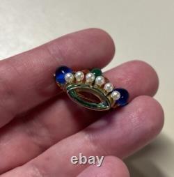 Vintage Crown Trifari Alfred Philippe Jelly Belly L'Orient Enamel Crown Brooch
