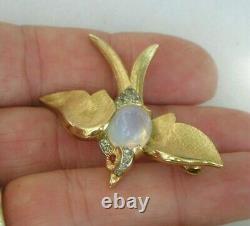 Vintage Crown Trifari Alfred Philippe Jelly Belly Moonstone Bird Swallow Pin