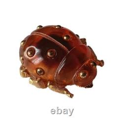 Vintage Crown Trifari Alfred Philippe Lucite Lady Bug Brooch/Pin Pre-Owned Rare