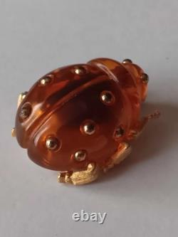 Vintage Crown Trifari Alfred Philippe Lucite Lady Bug Brooch/Pin Pre-Owned Rare