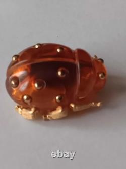 Vintage Crown Trifari Alfred Philippe Lucite Lady Bug Brooch/Pin Pre-Owned Rare