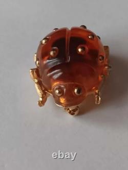 Vintage Crown Trifari Alfred Philippe Lucite Lady Bug Brooch/Pin Pre-Owned Rare
