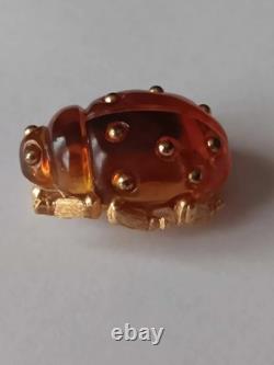 Vintage Crown Trifari Alfred Philippe Lucite Lady Bug Brooch/Pin Pre-Owned Rare