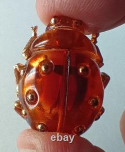 Vintage Crown Trifari Alfred Philippe Lucite Lady Bug Brooch/Pin Pre-Owned Rare