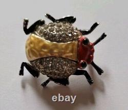 Vintage Crown Trifari Alfred Philippe Ming Chinese Enamel Pave Bug Brooch