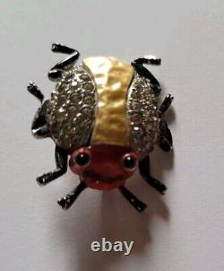 Vintage Crown Trifari Alfred Philippe Ming Chinese Enamel Pave Bug Brooch